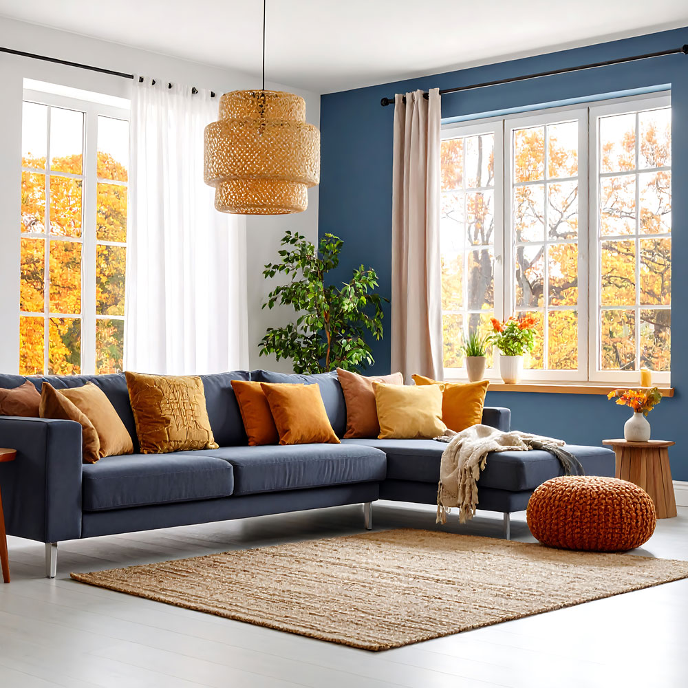 Modern living room with new replacement windows