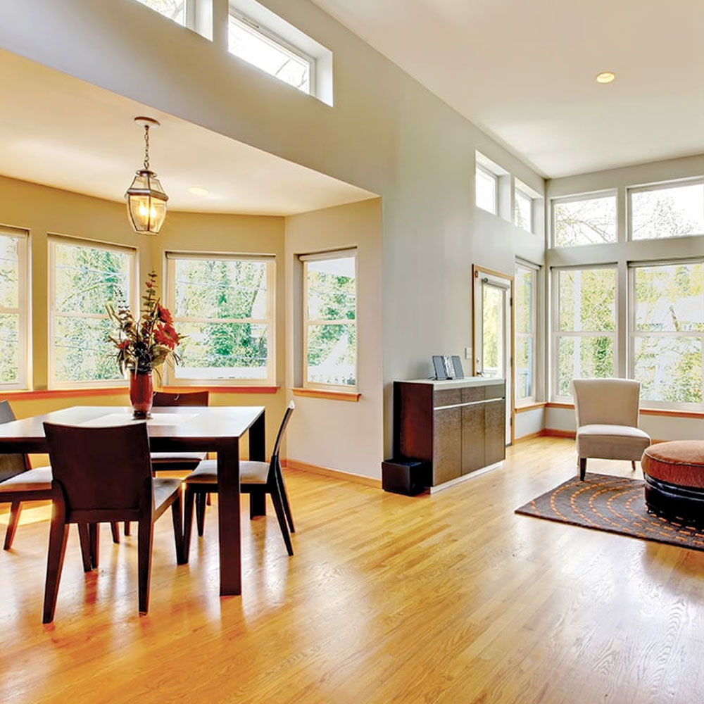 Vinylmax Newton Series window detail showing glass and grid options